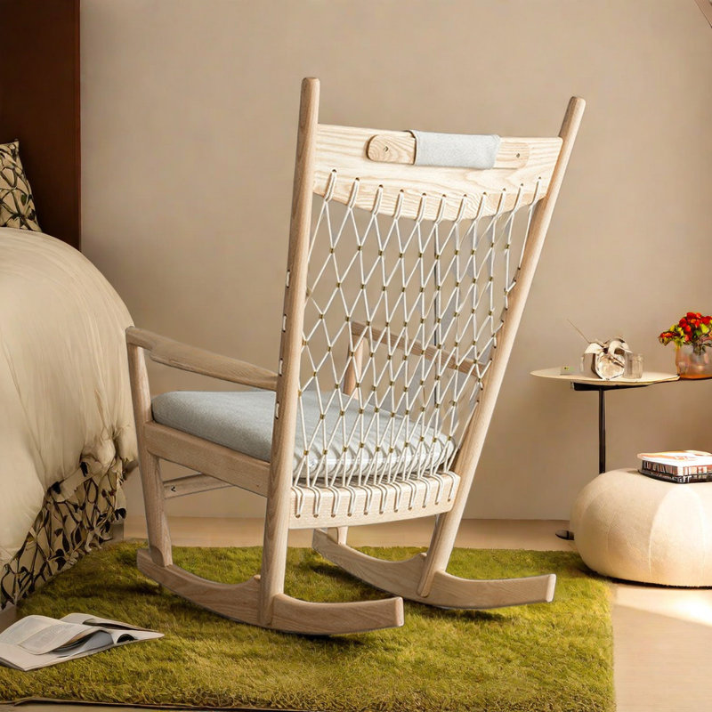 Axis Living Solid Wooden Braided Rope Rocking Chair Wayfair